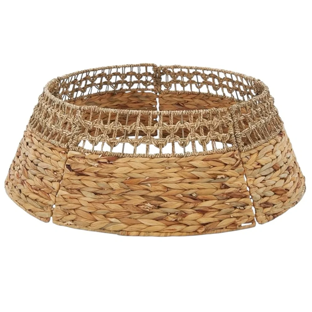 NEW West Elm Boho Rattan Wicker Grass Christmas Tree Basket Collar Skirt - 28